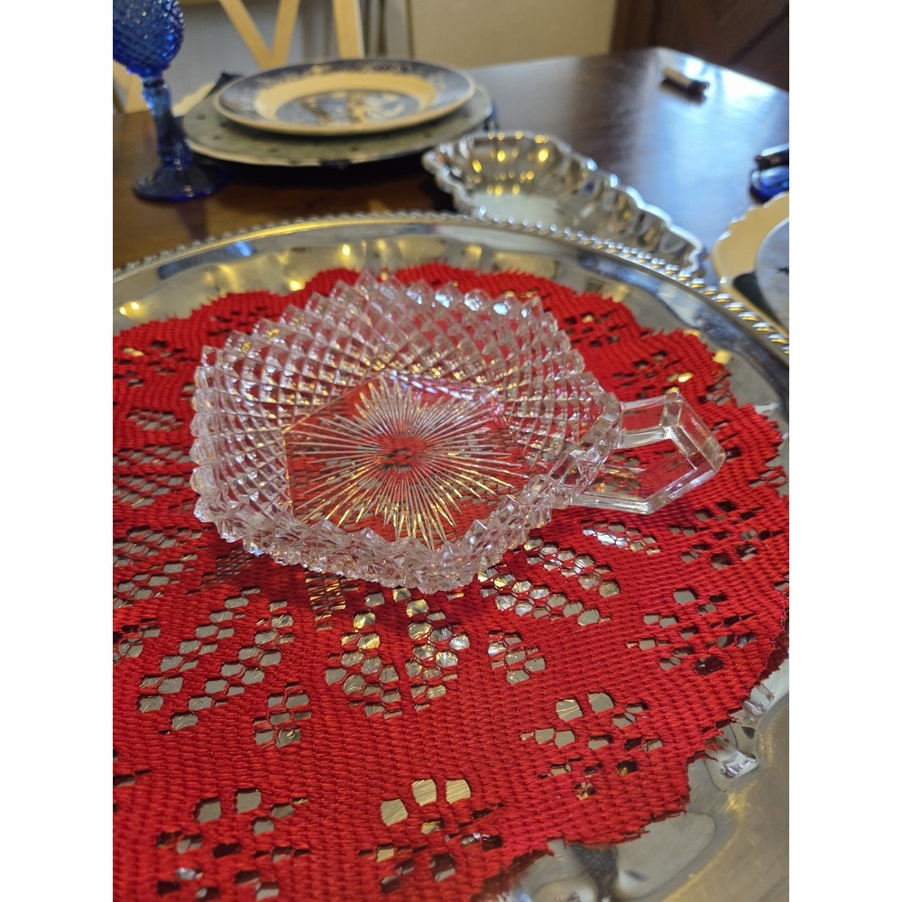 vintage Westmoreland Glass English Hobnail handled trinket dish